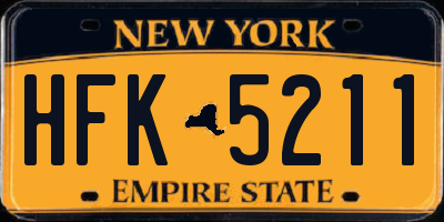 NY license plate HFK5211