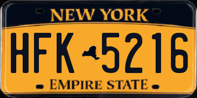 NY license plate HFK5216