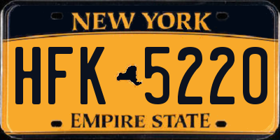 NY license plate HFK5220
