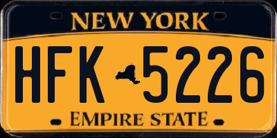 NY license plate HFK5226
