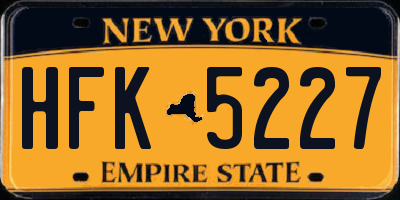 NY license plate HFK5227