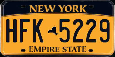 NY license plate HFK5229