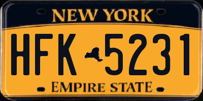 NY license plate HFK5231
