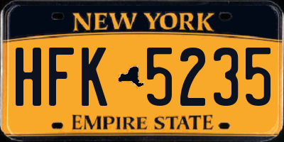 NY license plate HFK5235