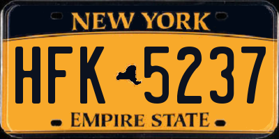NY license plate HFK5237