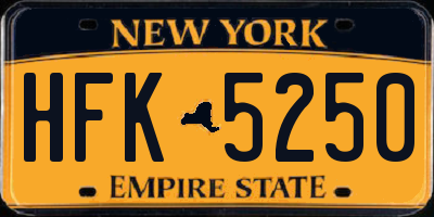 NY license plate HFK5250