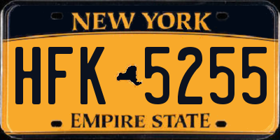 NY license plate HFK5255