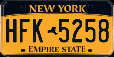 NY license plate HFK5258