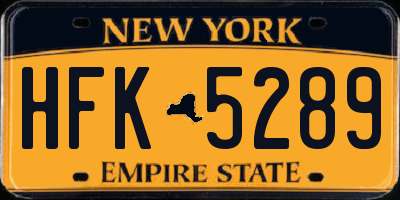 NY license plate HFK5289