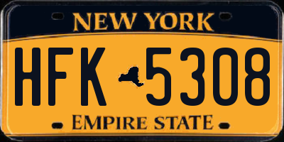 NY license plate HFK5308
