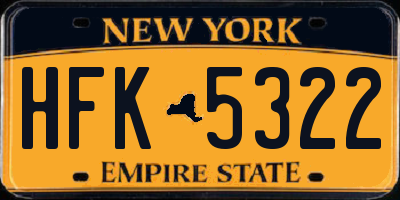NY license plate HFK5322