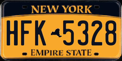 NY license plate HFK5328