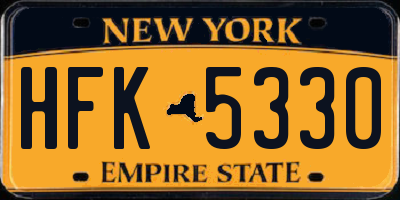NY license plate HFK5330