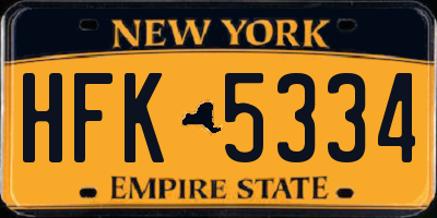 NY license plate HFK5334