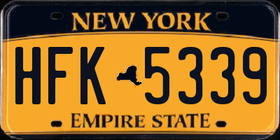 NY license plate HFK5339