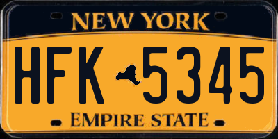 NY license plate HFK5345