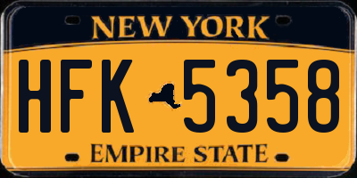 NY license plate HFK5358