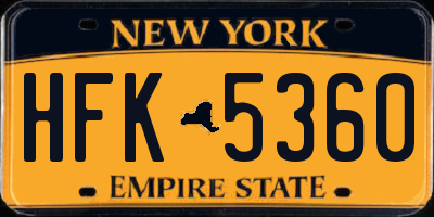 NY license plate HFK5360