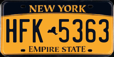 NY license plate HFK5363
