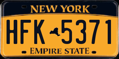 NY license plate HFK5371