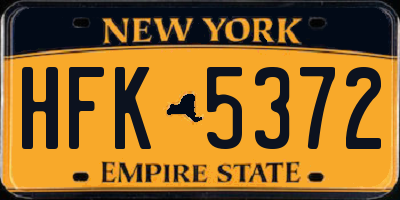NY license plate HFK5372