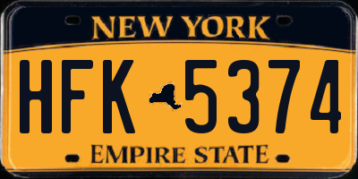 NY license plate HFK5374