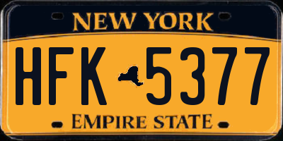NY license plate HFK5377