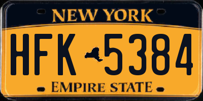 NY license plate HFK5384