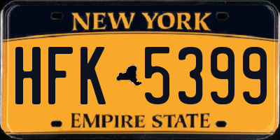 NY license plate HFK5399