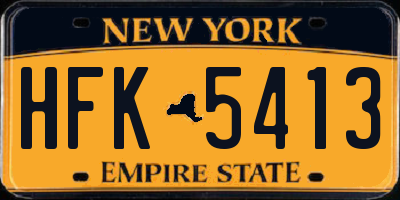 NY license plate HFK5413