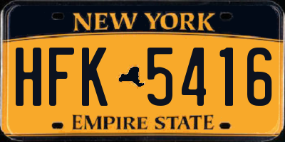 NY license plate HFK5416
