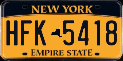 NY license plate HFK5418