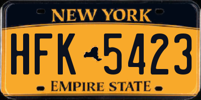 NY license plate HFK5423
