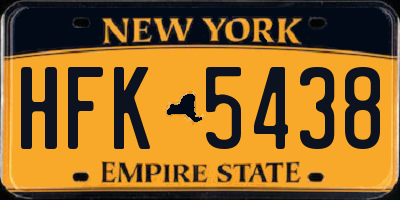 NY license plate HFK5438