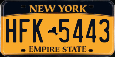 NY license plate HFK5443