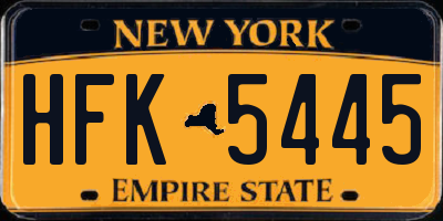 NY license plate HFK5445