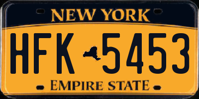 NY license plate HFK5453