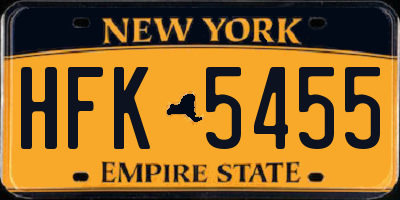 NY license plate HFK5455