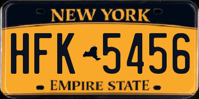 NY license plate HFK5456
