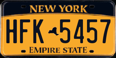 NY license plate HFK5457