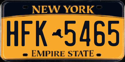 NY license plate HFK5465