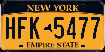 NY license plate HFK5477