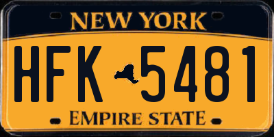 NY license plate HFK5481