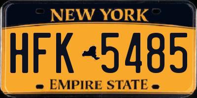 NY license plate HFK5485