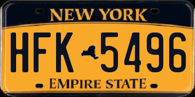 NY license plate HFK5496