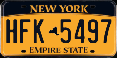 NY license plate HFK5497