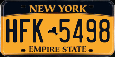 NY license plate HFK5498