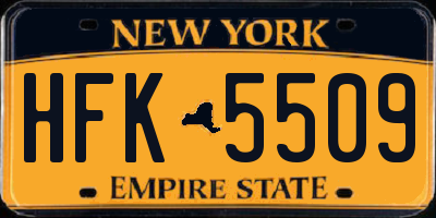 NY license plate HFK5509