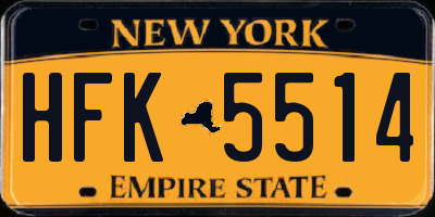 NY license plate HFK5514