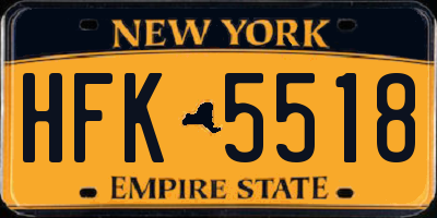 NY license plate HFK5518